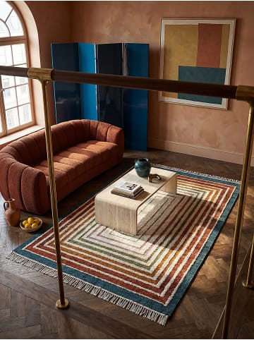 KADIMA DESIGN Wollteppich Handgewebt FROND Geometrisch Naturfaser Wohnzimmer in Multi