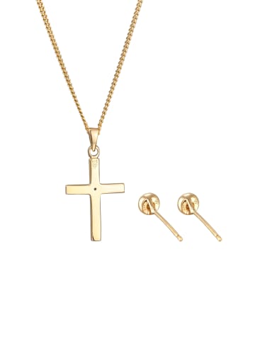 Elli DIAMONDS  Schmuckset 585 Gelbgold Kreuz in Gold