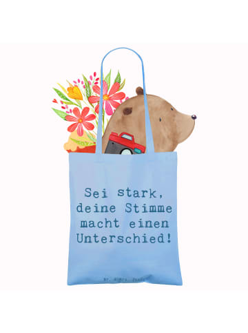 Mr. & Mrs. Panda Tote Bag Spruch Deine Stimme zählt mit Spruch in Sky Blue