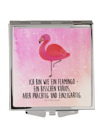 Mr. & Mrs. Panda Handtaschenspiegel quadratisch Flamingo classic... in Aquarell Pink