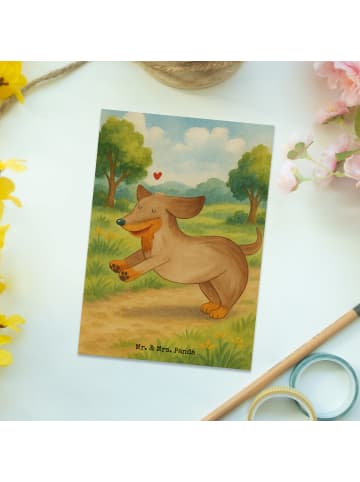 Mr. & Mrs. Panda Grußkarte Hund Dackel Design ohne Spruch in Weiß