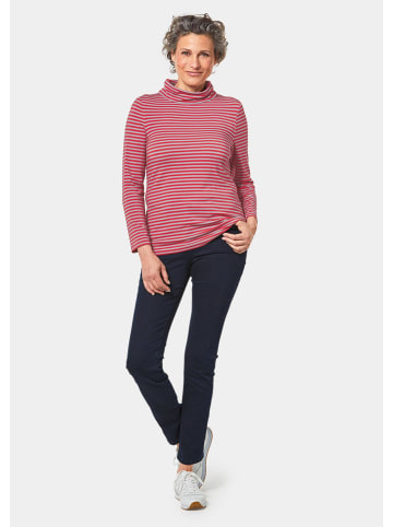 GOLDNER Kurzgröße:  Ringelshirt mit Rollkragen in rot / grau / geringelt