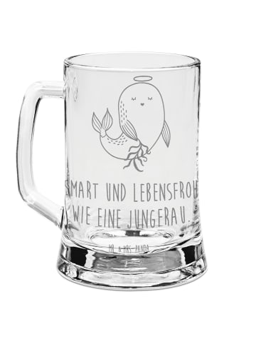 Mr. & Mrs. Panda Gravur Bierkrug Sternzeichen Jungfrau mit Spruch in Transparent