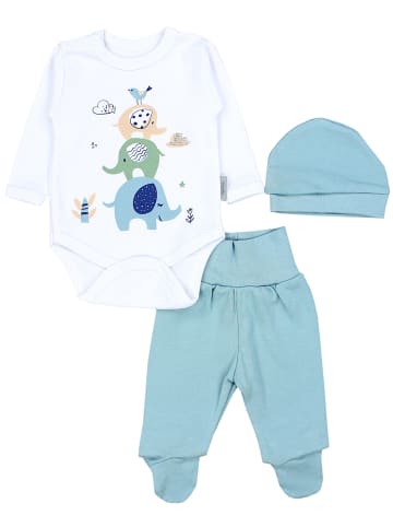 TupTam Baby Bekleidungsset Langarmbody Hose Mütze3 teilig in weiß Modell 2