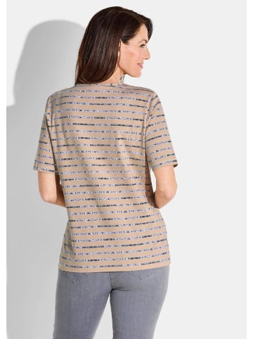GOLDNER Kurzgröße:  Shirt Shirt in beige / grau / gestreift