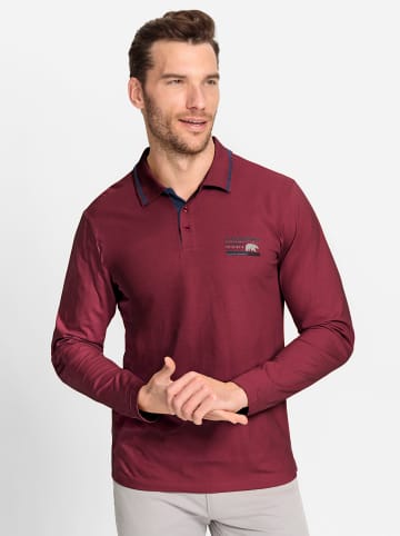 WITT WEIDEN Langarm-Poloshirt in dunkelrot