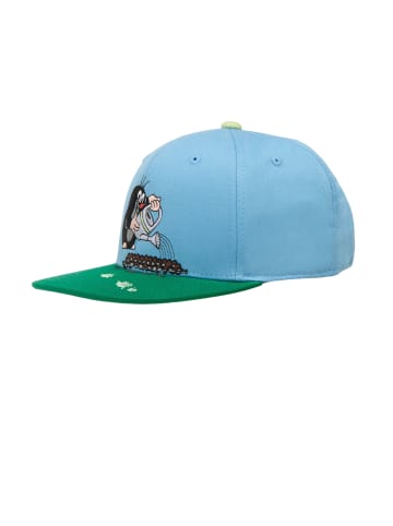 Logoshirt Snapback Cap Der kleine Maulwurf - Gießkanne in hellblau-grün