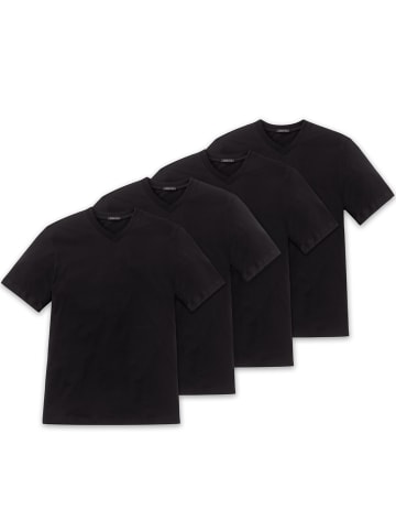 Schiesser T-Shirt 4er Pack in Schwarz