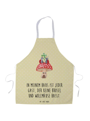 Mr. & Mrs. Panda Schürze Marienkäfer Fliegenpilz mit Spruch in Gelb Pastell