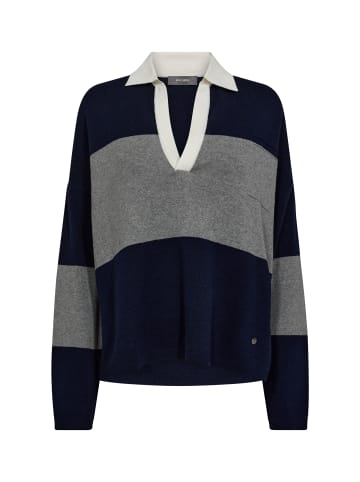Mos Mosh Trendiger Strickpullover mit auffälligem Streifenmuster in Maritime Blue