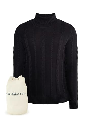 DreiMaster Vintage Rollkragenpullover + Shopping Bag - Set in Schwarz