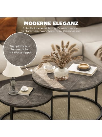 HOMCOM Couchtisch Set in Dunkelgrau 78,5L x 78,5B x 46,5H cm