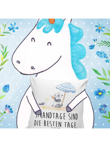 Mr. & Mrs. Panda Kissen 40x40 Sommer Strandtage mit Spruch in Weiß