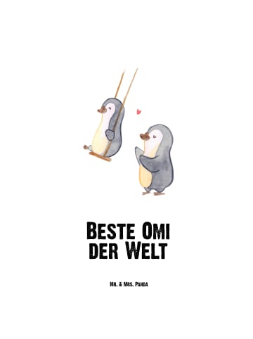 Mr. & Mrs. Panda Trinkflasche Pinguin Beste Omi der Welt mit Spruch in Weiß