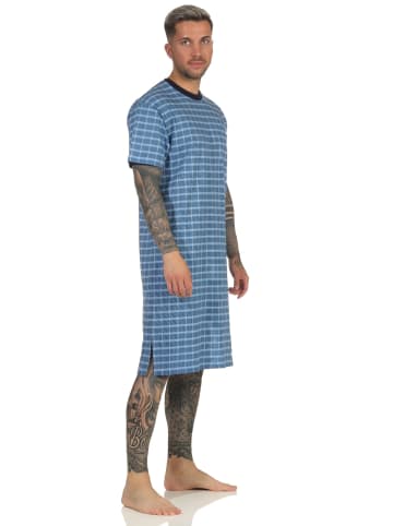 NORMANN kurzarm Nachthemd Karo - 72241 in hellblau