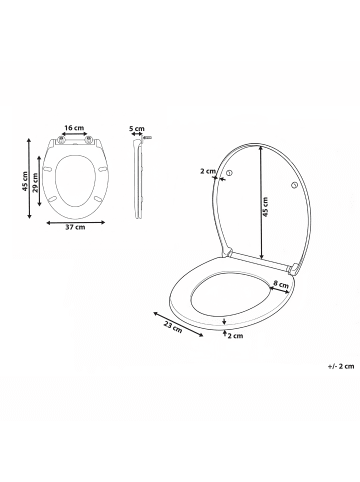 Beliani WC-Sitz PAPURI in Schwarz - (W) 37 x (H) 45 x (L) 45 cm