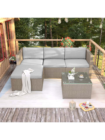 ABRIHOME Polyrattan Lounge Sofagarnitur in Khaki