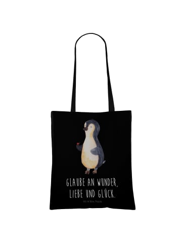 Mr. & Mrs. Panda canvas tasche Pinguin Marienkäfer mit Spruch in Schwarz