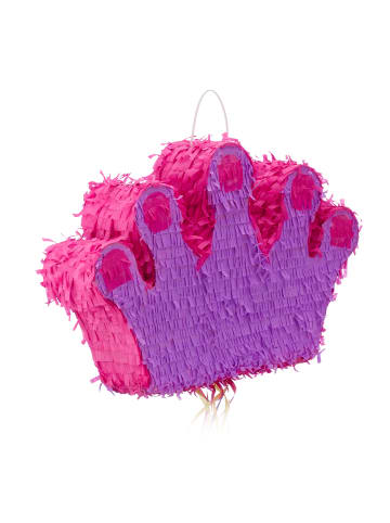 relaxdays 4 x Pinata "Krone" in Lila-Pink - (B)49 x (H)31 x (T)10 cm