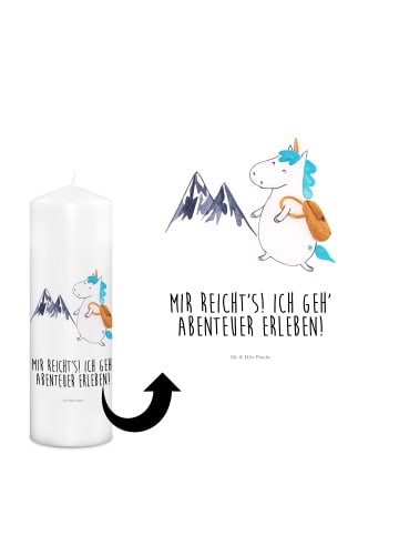 Mr. & Mrs. Panda Schmuckkerze Einhorn Bergsteiger mit Spruch in Weiß