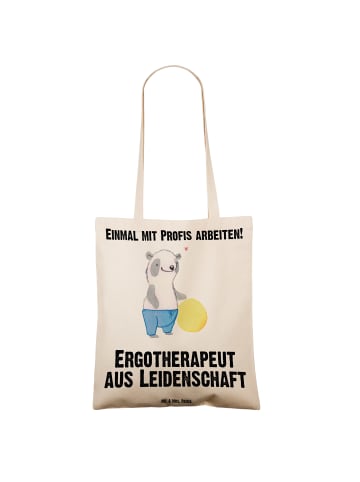 Mr. & Mrs. Panda Jutebeutel Ergotherapeut Leidenschaft mit Spruch in Creme