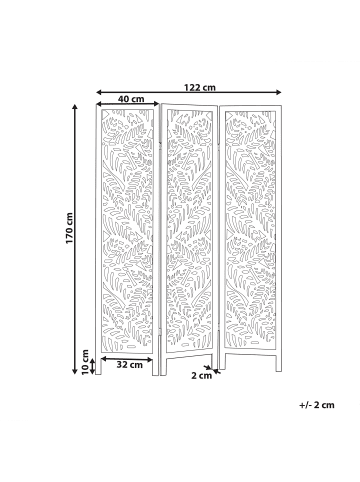 Beliani Paravent MELAGO in Weiß - (W) 122 x (H) 170 x (L) 2 cm