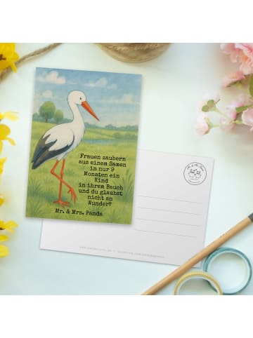 Mr. & Mrs. Panda Grußkarte Storch Design mit Spruch in Weiß