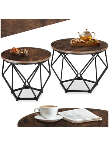tectake 2er Set Couchtisch Benham mit höhenverstellbaren Kunststofffüßen, Industrial Hol