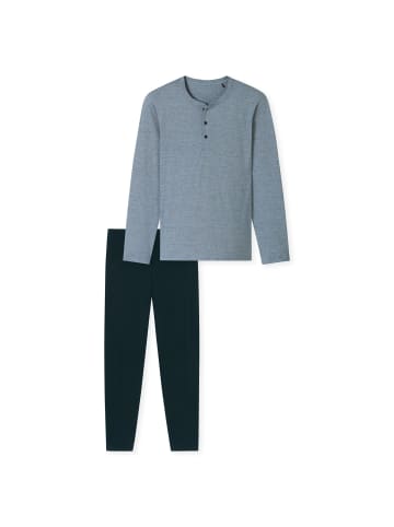 Schiesser Pyjama in Dunkelblau/Grau