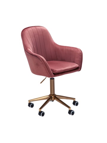KADIMA DESIGN Schreibtischstuhl Samt , Design Drehstuhl mit Lehne, Arbeitsstuhl in Rosa