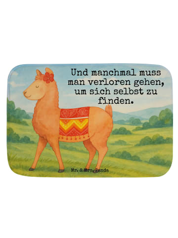 Mr. & Mrs. Panda Duschmatte Alpaka Stolz Design mit Spruch in Weiß