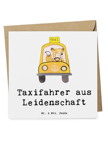 Mr. & Mrs. Panda Einladungskarte Taxifahrer Leidenschaft mit Spruch in Weiß