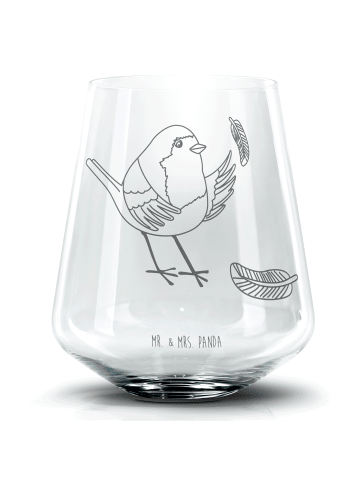 Mr. & Mrs. Panda Blümchentail Glas Rotkehlchen Federn ohne Spruch in Transparent
