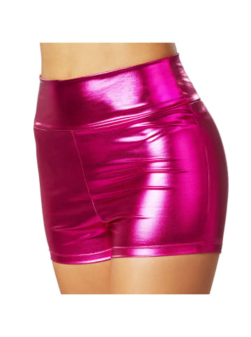 tectake Hotpants in glänzendem Metallic-Look, pink