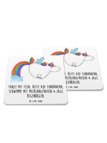 Mr. & Mrs. Panda Drink Coaster Einhorn Fliegendes Pferd mit Spruch in Weiß