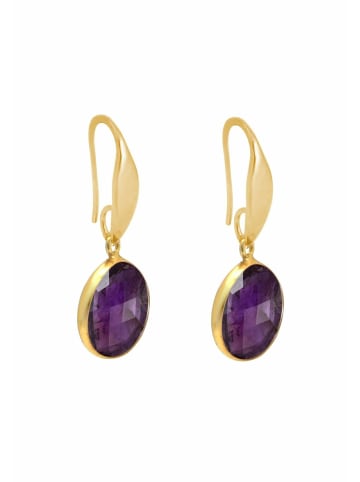 Gemshine Ohrringe Amethyst Tropfen in gold coloured