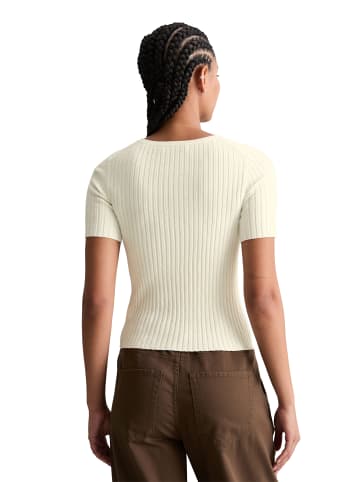 Marc O'Polo DENIM Feinstrick-Kurzarm-Pullover slim in Creamy White