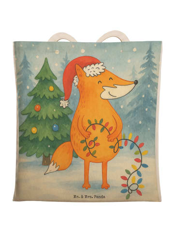 Mr. & Mrs. Panda Strandtasche Fuchs Weihnachten Design ohne Spruch in Weiß
