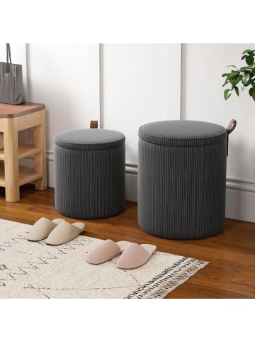 COSTWAY 2er Set Sitzhocker mit Stauraum 25L / 40L in Grau