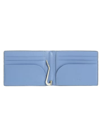 DuDu Up Geldbörse RFID Schutz Leder 11 cm Geldscheinklammer in black-pastel blue