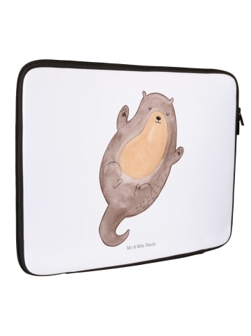 Mr. & Mrs. Panda Notebook Tasche Otter Umarmen ohne Spruch in Weiß