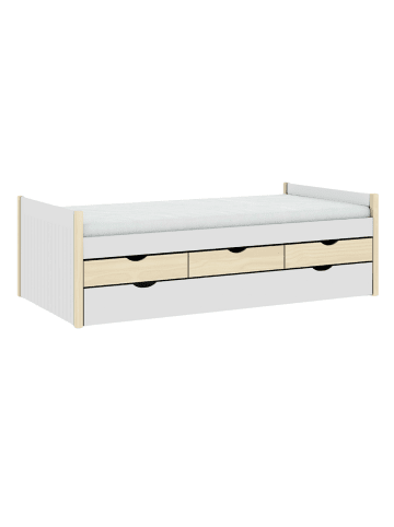 CALICOSY Bett ROMEO in Weiß - (W)205 x (H)63 x (L)98,2 cm