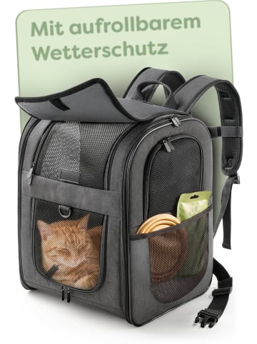 Knupis Katzen- & Hunderucksack 7kg - Oxford Netzdach Sicherheitsleine faltbar