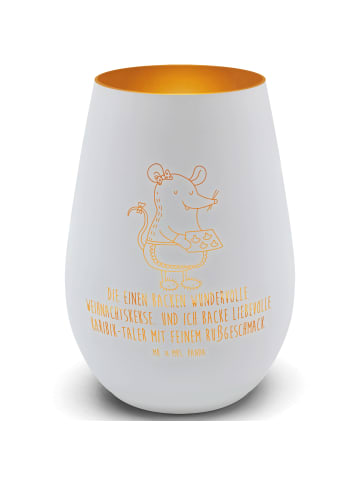 Mr. & Mrs. Panda Windlicht Glas Maus Kekse mit Spruch in Weiß