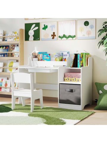COSTWAY Schreibtisch Kinder mit Stuhl in Weiß
