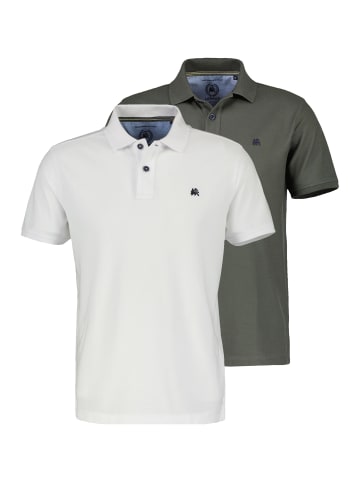 Lerros Poloshirt Basic in weiß / dunkelgrün