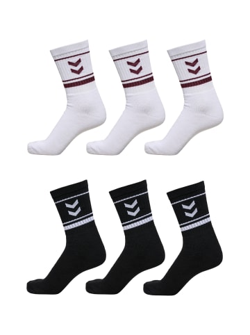 Hummel 6-er Set Sport Freizeit Basic Socken mit Logo in Schwarz-Bordeaux