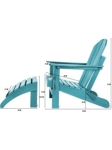 Aspero Adirondack Gartenstuhl mit Fußstütze und Auflage in Türkis