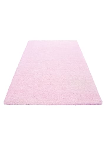 KADIMA DESIGN Teppich Hochflor Shaggy Waschbar Einfarbig RHEIN Strapazierfähig in Pink