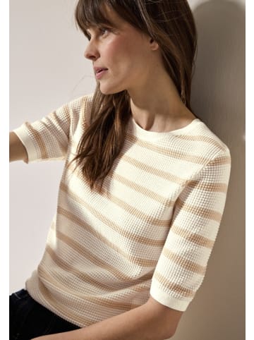 Cecil Gestreifter Strukturpullover in Beige